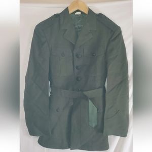1960s Vintage US Marine Corps Military Green Dress Uniform Coat Jacket 33S EUC